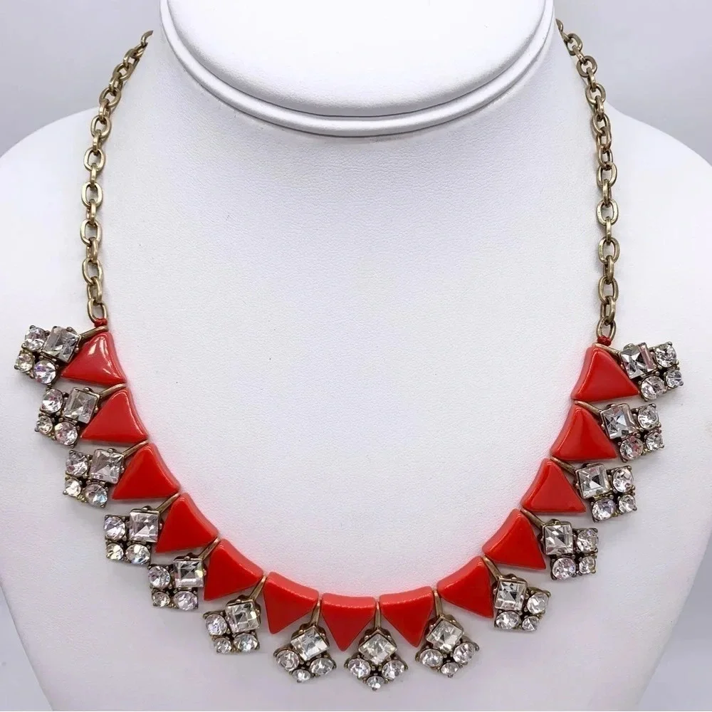 J. Crew Red/Orange Jeweled Necklace NWT